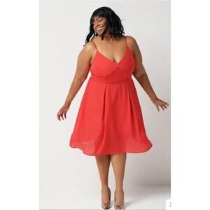All Worthy Hunter McGrady Chiffon Dress in Lollipop Red size 20W